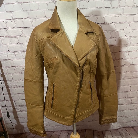 Zara tan color faux leather jacket - Picture 2 of 5